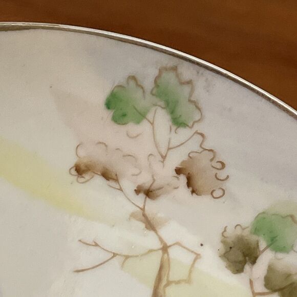 Japan Vintage Hand Painted Small Decorative Nature Scene Hanging Plate 5.5 in - Picture 7 of 9